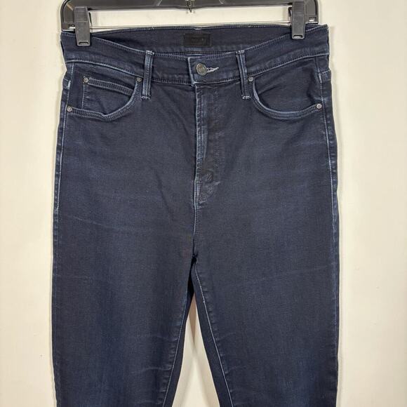 MOTHER The Stunner Zip Two Step Ankle Fray Holding Hands 28 Jeans Dark High Rise - Picture 8 of 11